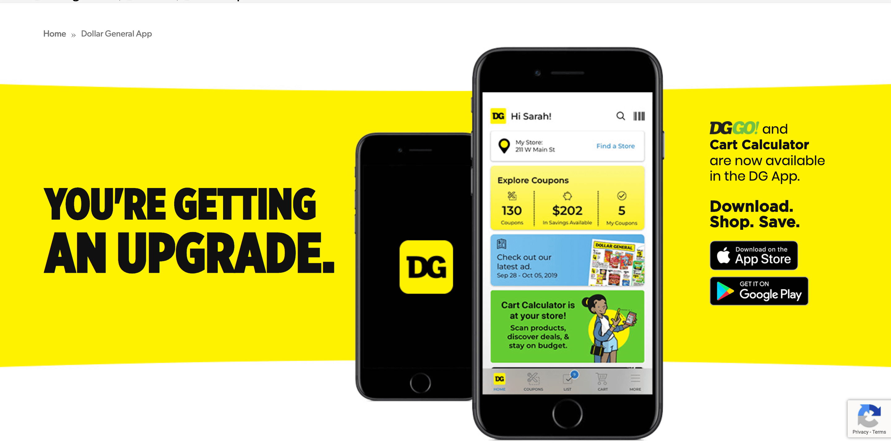 Dollar General App Page